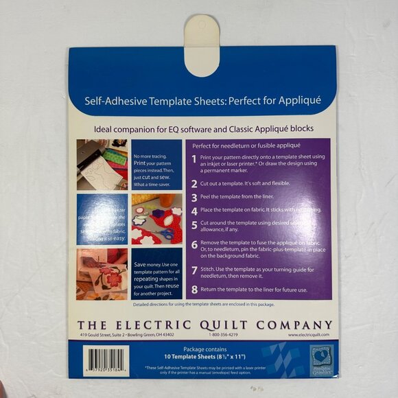 EQ Printables Self-Adhesive Template Sheets For Applique Patterns NOS RARE - Picture 2 of 2